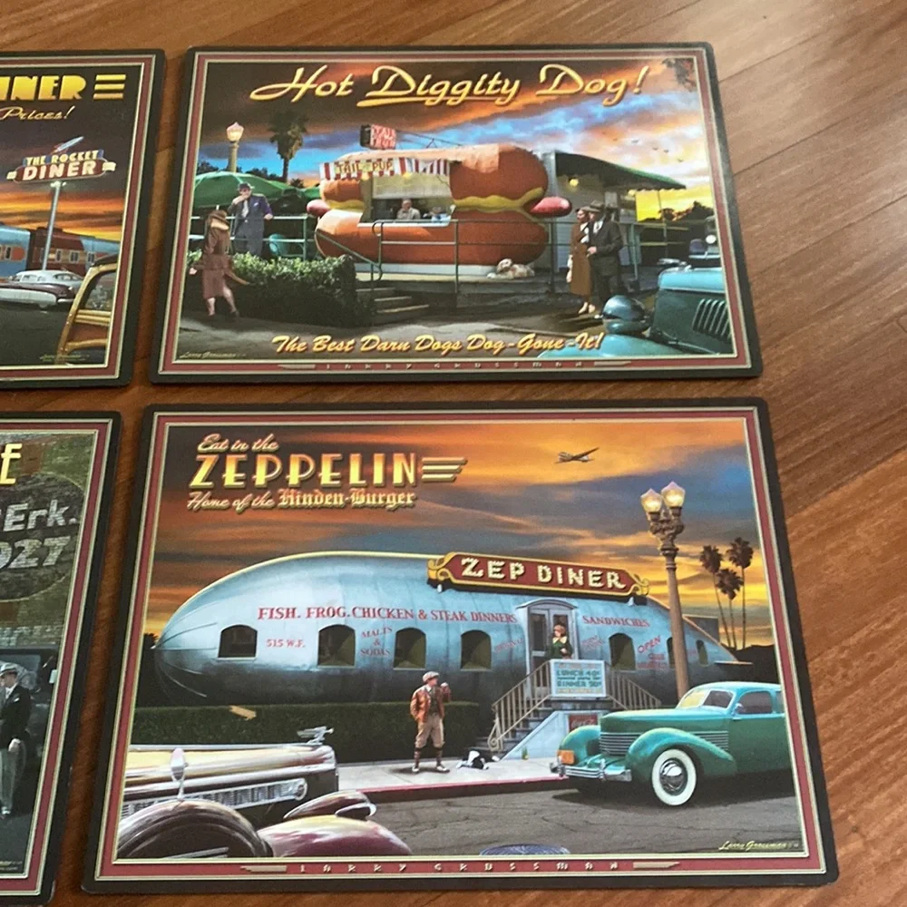 Nostalgic 4 Piece Vintage ‘2013 Diner Placemats by L. Grossman EUC